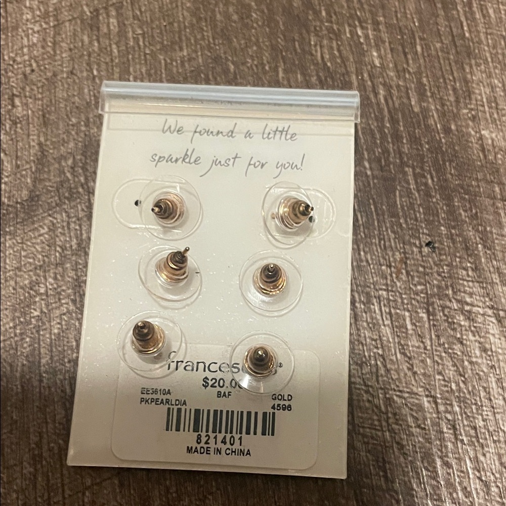 Francesca's Collections Gold and White Cubic Zirconia Earrings Set - Picture 2 of 2